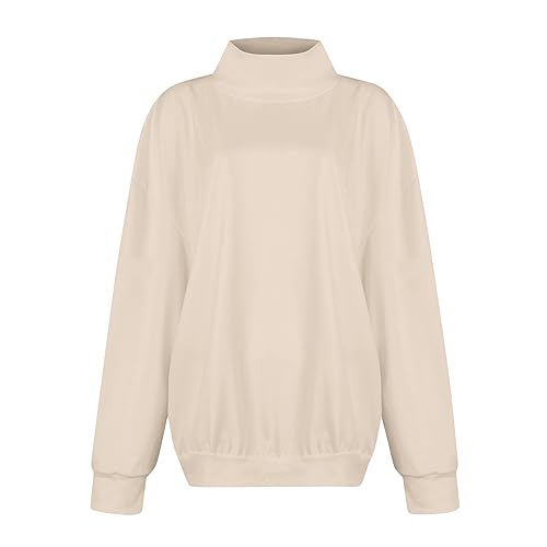 Mock Neck Sweatshirt Women Turtleneck Oversized Sweatshirts Plain Casual Long Sleeve Pullover Tops 2025 Fall Outfits4