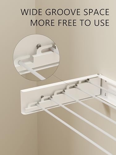 JOOM Laundry Drying Rack Collapsible, Wall Mounted Drying Rack, Clothes Drying Rack, 31.5" Wide, 5 Aluminum Rods, 60 lb Capacity (White 31.5" with Hooks) - Image 7