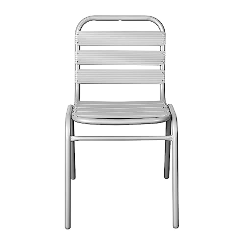Flash Furniture Lila Commercial Silver Indoor-Outdoor Restaurant Stack Chair With Triple Slat Back #TOP7