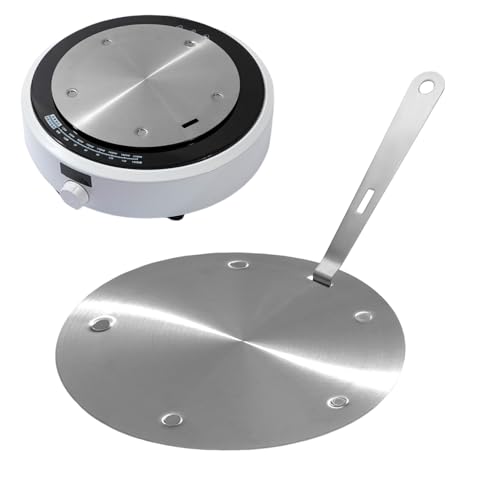 Xijobido Placa adaptadora de estufa de inducción, adaptador de placa de inducción para casas de alquiler, mango desmontable, disco de distribución uniforme del calor para profesionales del hogar y