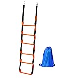 Aymzbd Marine Rope Ladder Anti Skidding Steps Stable Practical Portable Boarding Ladder for Motorboat Yacht Kayaking Pontoon Boats, 6 Steps 30x204cm