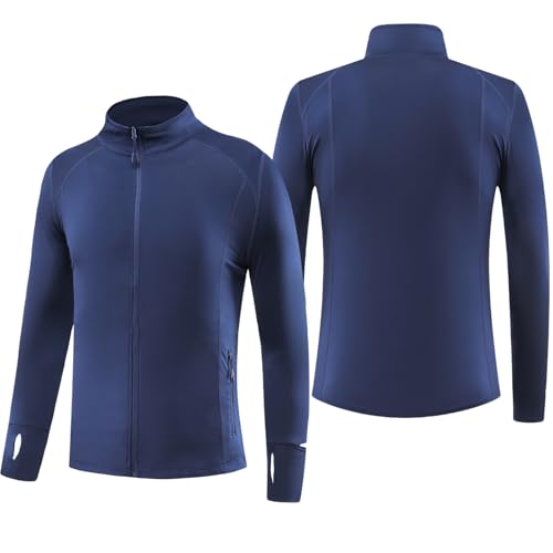 Smatstyle Laufjacke Herren Sportjacke Langarm Windbreaker Atmungsaktive Tops Winddicht mit Reißverschluss Leicht Seitentaschen Schnelltrocknende Full-Zip Trainingsjacke mit Daumenloch