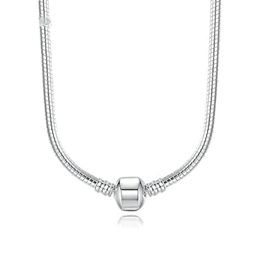 Bolenvi Classic Steel Snake Chain Pendant Necklace - 3mm Stainless Steel Chain Necklace for Charms - Bead Charm Compatible Stainless Steel Chain for Women and Men
