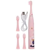 SOLUSTRE Elektrische Kinderzahnbürste mit Weichen Borsten Cartoon Motiv Tragbar und Wiederaufladbar Sanfte Reinigung für Gesunde Kinderzähne