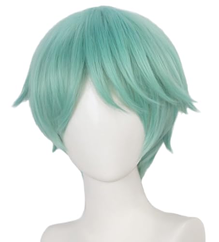 QHQ-SHININGLIFI Unisex Short Blue Green Wig Pixie Cut Synthetic Hair for Cosplay Anime Costume Play Party Comic-Con Comes with Wig Net Cap Popular Hairstyle; 58BB
