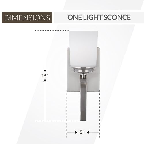 Image of Generation Lighting 1-Light Kemal Traditional Bath Fixture Wall Lamp Brushed Nickel 4130701-962, Bathroom Light Fixture for Home Decor, Wall Sconce Vanity Light Fixture and Bathroom Accessory