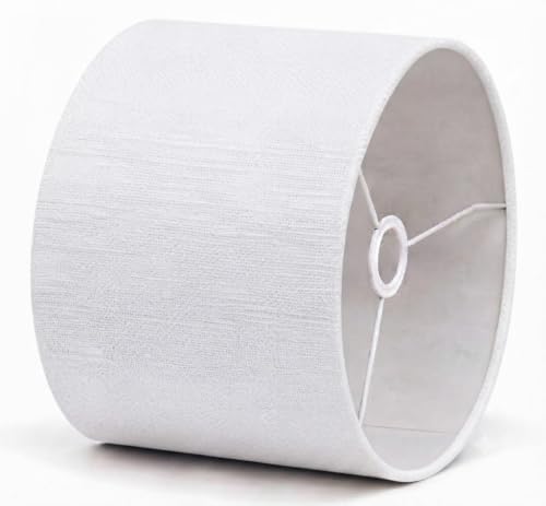 Image of LAMP SHADE STORE 12' shade Jute Burlap Lampshade, (12 inch x 12 inch x 8 inch) for Table and Floor Lamps (white)