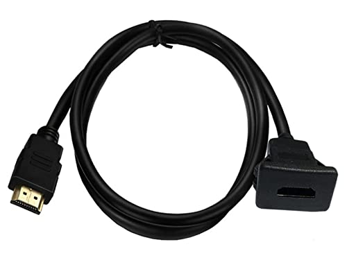 HDMI Square Flush Mount Cable, HDMI Male to Female Mount Extension Cable, Dash Flush Panel Mount Cable for Car, Boat and Motorcycle 1M/3Ft