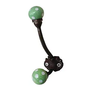 IndianShelf Handmade Dot Hooks Wall Hangers Holders Hanging Coat Key Clothes Mount Hat Mug Kitchen Utensils Bathroom (Iron_Green_5.25 Inches)-2 Piece