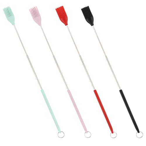 OUNONA 4Pcs Silicone Basting Brush Ergonomic Grilling Brush for Bbq Cooking Heat Resistant Kitchen Supplies for Even Sauce Application