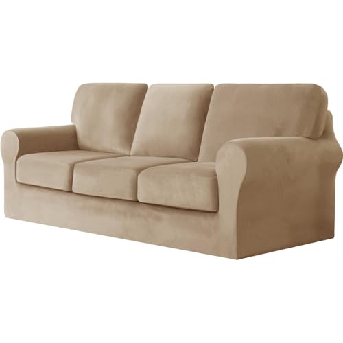 WWQQKJ Housse de canapé 2 Places avec 2 Coussins séparés et 2 Housses de Dossier, Housse de canapé de Remplacement Extensible 5 pièces for Le Salon (Color...