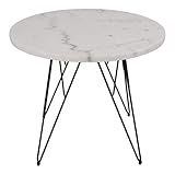 Maße: Ø55x45cm LLiving Beistelltisch Bistrotisch Marmorplatte grau/weiß Ø55x45cm