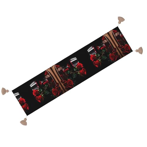 Chemin de table rose rouge style nappe haut de gamme pour décoration de table à manger soignée