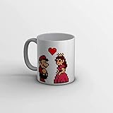 350ml de capacidad. Pixcool Taza amor 8bits - Taza Desayuno con Frases/Mensajes. Idea Regalo Día de san valentin dia de los enamorados.\"Por ti recorrería todos los niveles del mundo entero\"