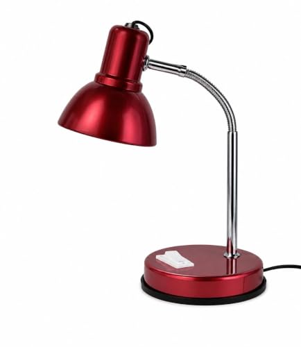 Image of LED Red Desk Lamp for Study Table | Adjustable Metal Reading Lamp with Flexible Neck | Eye Care Table Light for Students, Bedroom, Office & Work Desk