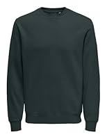 Herren O&S Basic Sweatshirt Regular Fit Pullover Langarm Jumper Sweater Shirt ohne Kapuze ONSCERES, Farben:Grün-4, Größe:L
