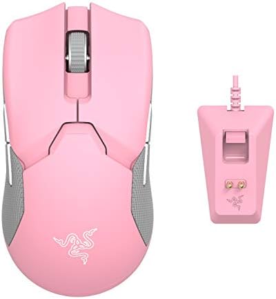 Razer Viper Ultimate Lightweight Wireless Gaming Mouse & RGB Charging Dock: Hyperspeed Wireless Technology - 20K DPI Optical Sensor - 78g - Optical Mouse Switch - 70 Hr Battery - Quartz Pink