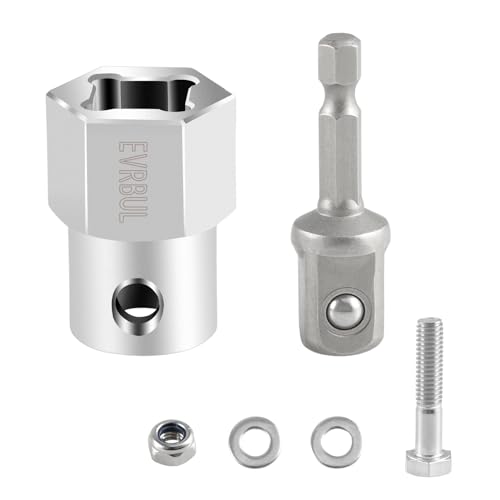 EVRBUL Upgraded Stainless Steel Top Wind Trailer Jack Crank Handle Cordless Drill Adapter with a 1/2...