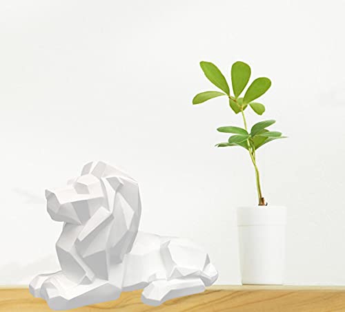 Semeid Geometric Lion Statue Home Decor,13.9” Geometric Lion Sculpture For Home,Office Decor (White) #TOP6