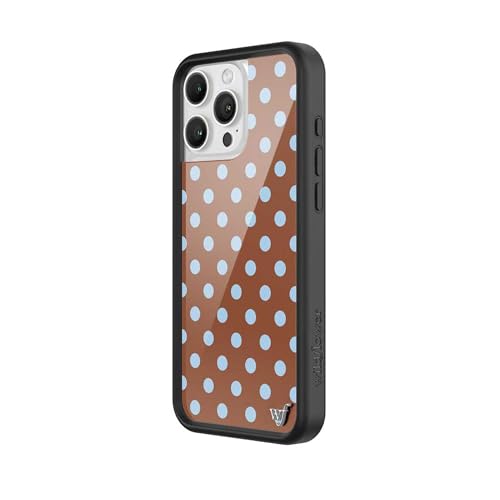Image of Wildflower Cases - Compatible with iPhone 16 Pro Max | Protective Black Bumper, 6.5ft Drop Test Certified, Women Owned Small Business | Spots Aesthetic Trendy Cute | Polka Dot - Brown & Blue