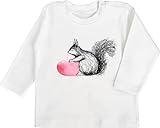 Shirtracer Baby Langarmshirt - Eichhörnchen mit Herz I Eichhörnchen Liebe Geschenk Pärchen I Paar Geschenkidee Valentinstag - 6/12 Monate - Weiß