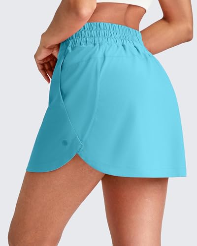 Image of G4Free A Line Golf Skirts for Women 15'' Elastic High Waisted Tennis Skorts Soft Casual Athletic Inner Shorts 4 Pockets