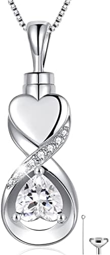 SOLOLIKE Infinity Heart Cremation Jewelry for Ashes: Sterling Silver Urn Necklaces for Women - Ashes Keepsake Pendant Memorial Jewelry Gifts for A Loss of Loved Ones