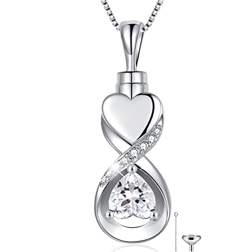 Sololike Infinity Heart Cremation Jewelry For Ashes: Sterling Silver Urn Necklaces For Women - Ashes Keepsake Pendant Memorial Jewelry Gifts For A Loss Of Loved Ones #TOP2