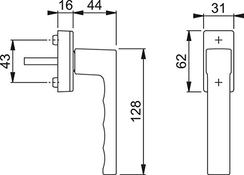 HOPPE Fenstergriff TOULON Sperrzylinder Secustik, VK 32-42 mm, silber eloxiert, 1 Stück
