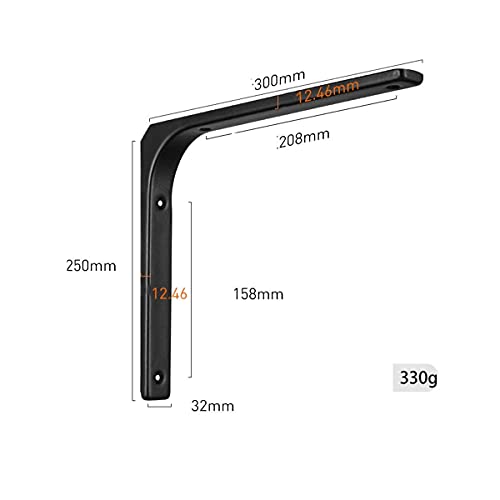 HJW Praktische Opbergrek 10 Stks Zwarte Driehoek Drijvende Plank Beugel Stand, Metalen Muur Mount Opslag Rack Lade voor Woonkamer Slaapkamer Badkamer Keuken 1Huiyang-01020,300 Mm - Image 3
