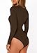 PRETTYGARDEN Bodysuits for Women 2026 Spring Long Sleeve Shirts Fitted Basic Ribbed Layering Tops Fall Fashion Winter Clothes (Brown,Large)