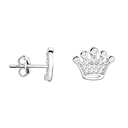 SOFIA MILANI - Solid 925 Sterling Silver Earrings for Women - Crown Stud Earrings - 20237