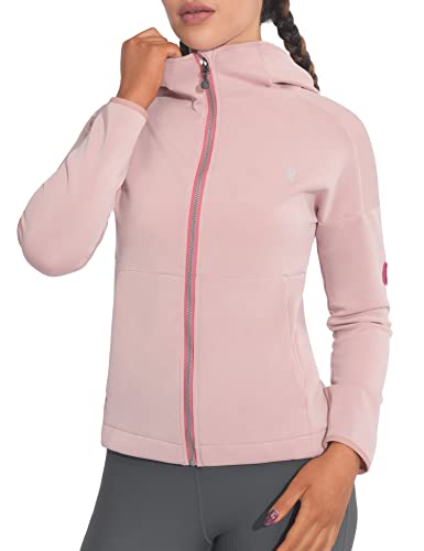 Little Donkey Andy Women's Lightweight Stretch Running Jacket, Full Zip Athletic Hooded Jackets, Moisture-Wicking (Misty Rose S)