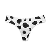Poetesant Cow Print Thong Panties Women Color Block T-Back Thongs Black and White Hipster Panties Low Waist Sexy G-String Underwear 2XL