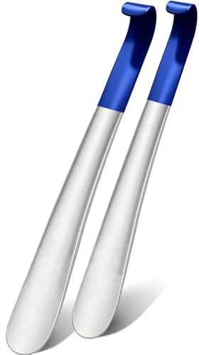 2 Pack Metal Shoe Horn Long Handle for Seniors, Shoehorn Long-handle, Shoe Spoon for Men Long Handle, Long Handled Shoe Horn for Women and Kids, Extra Long Shoe Horn for Seniors, Boot Horn