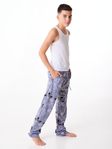 MOR Jungen Schlafanzughose Lang Pyjamahose Kinder (Grau, 158)