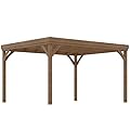 Outsunny 10' x 12' Outdoor Pergola, Wood Gazebo Grape with Concrete Anchors for Climbing Plant Support at Garden, Patio, Backyard, Deck, Brown