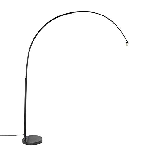 Qazqa - Modern Arc Floor Lamp I Arc Floor Light XXL Black with Marble Base - - Suitable for LED E27 | 1 Light - Steel Arc lamp - Suitable for Bedroom I