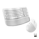 Logitech Wave Keys & Lift Vertical Mouse - Ergonomic Wireless Keyboard and Mouse Combo - with Cushioned Palm Rest, Easy-Switch, Bluetooth, for Multi-OS, Windows/Mac - Off-White