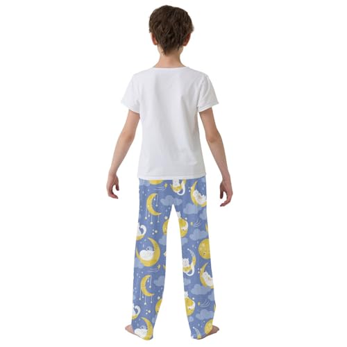 Boys' Pants Cute White Cat Moon Long Bottoms Jogger Pants Elastic Waist Trousers with Pockets S-XL3