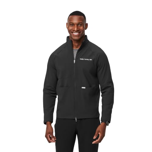 FIGS ContourKnit Scrub Jacket for Men — Black M
