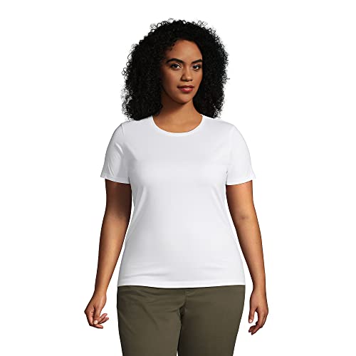 Lands' End Women S Ss Relaxed Supima Crew Neck T Shirt White Regular Medium #TOP14