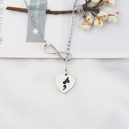 UJIMS Semicolon Butterfly Necklace Mental Health Suicide Awareness Depression Gifts for Women Inspirational Jewelry (SemicolonButterflyNecklace)