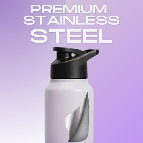 Image of Speedex Engraved Name Stainless Steel Sipper Water Bottle 1 Ltr - Customised Personalised Bottle for Kids & Adults, School, Gym, Sports, Black, Set of 1 (Dual Purple, Set Of 1)