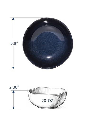 Image of Pokini 20Oz Stoneware Cereal Bowls Set of 6, 5.8 inch Irregular Soup Bowls Set