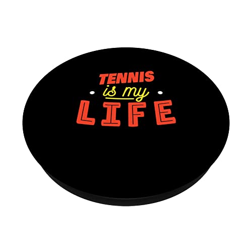 Tennis Is My Life Funny Tennis Player PopSockets Swappable PopGrip, Black - Image 2