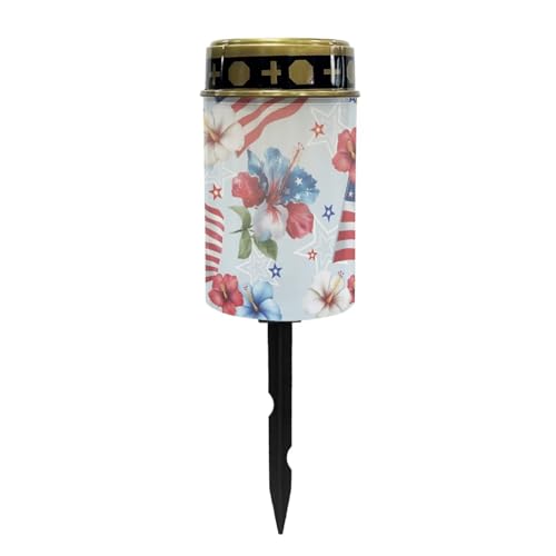 Image of USA 250 Years Solar Memorial Light for Cemetery Patriotic Flameless Candle Independence Day American Flag Floral Grave Candle Memorial Veterans Day National Cemetery Decors