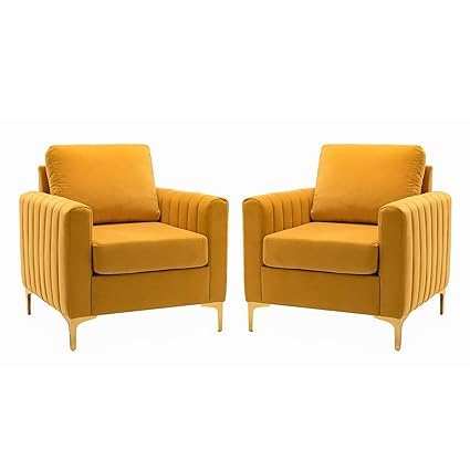 Image of Wingback Armchair | High Back Wing Chair | Single Seater Chair for Living Room Set of 2 Chairs (Yellow)