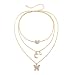 Mond Halskette Gold, Layer Kette Vergoldet Schmetterling Stern Frauen Schmuck Tochter Geschenk