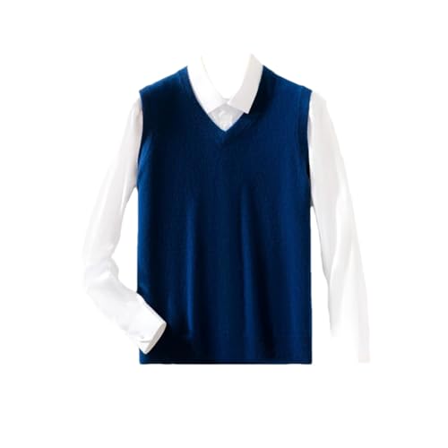 Men’s V-Neck Solid Wool Sweater Vest Fall Winter Business Casual Knitted Pullover